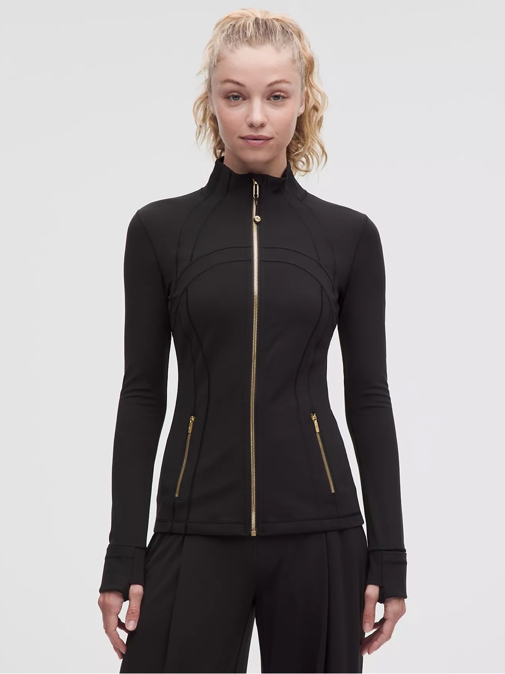 lululemon athletica Black Slim-Fit Jacket with Gold Zippers